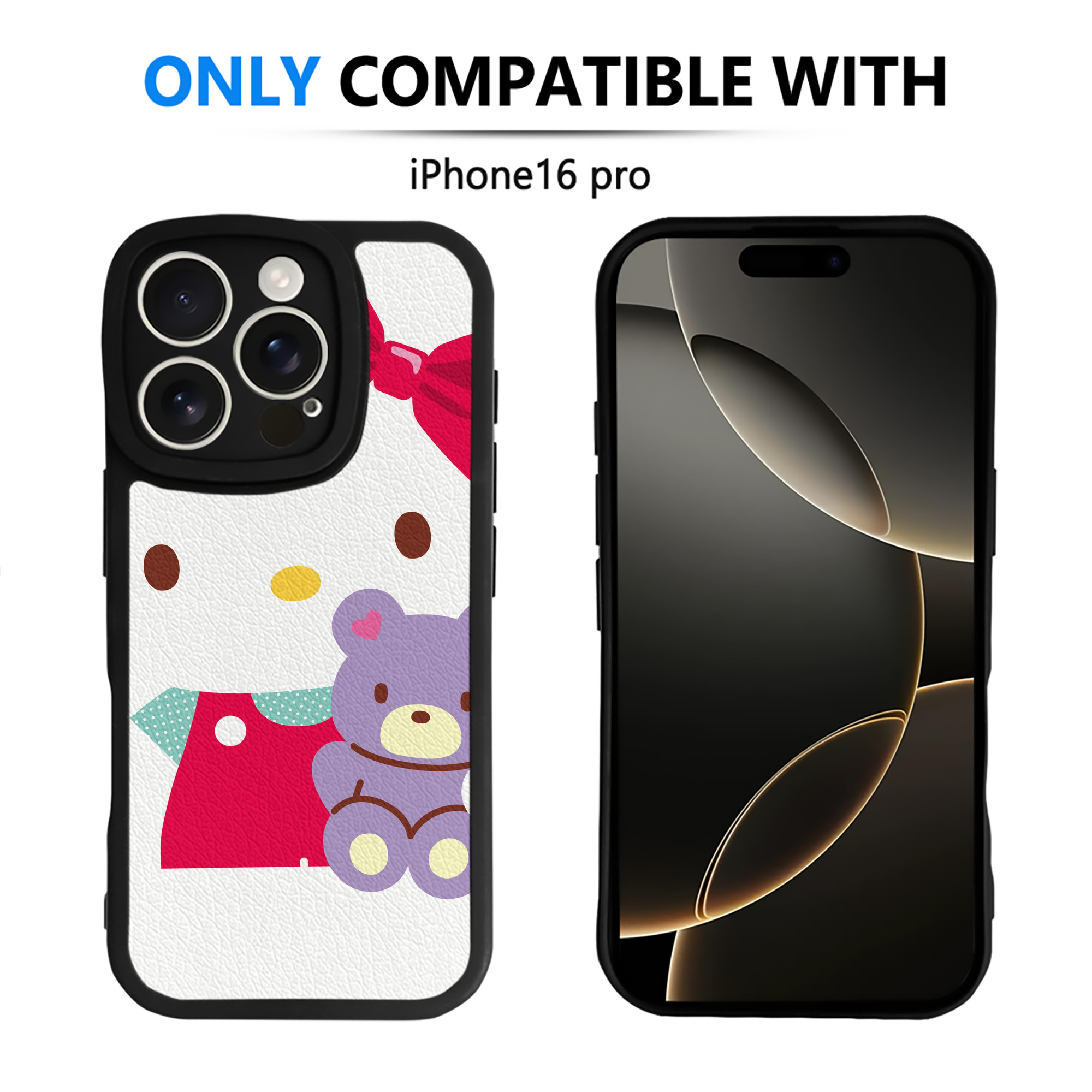 （画像用） Hello Kitty ハローキティ 【iPhone 16シリーズ対応】シリコンスマホケース（レザー調） 材質：シリコン